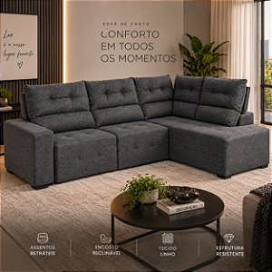 Sofá de Canto Retrátil e Reclinável Celer 02 Módulos - Estofados Rincão