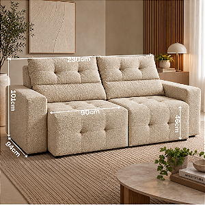 Sofá Retrátil e Reclinável Celer 230cm - Estofados Rincão