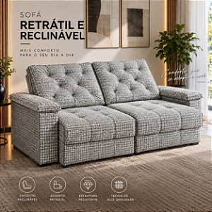 Sofá Retrátil e Reclinável Tiggo 232cm 02 Módulos - Estofados Rincão