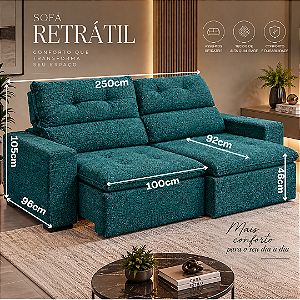 Sofá Retrátil e Reclinável Lancer 250cm - Estofados Rincão