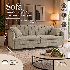 Sofá 04 Lugares Bolt 236cm - Estofados Rincão