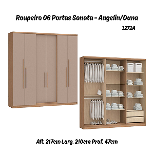 Roupeiro 06 Portas Sonata - 3272A - Angelin / Duna - Móveis Castro