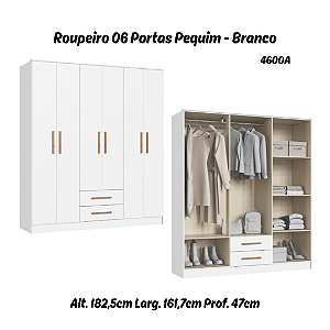 Roupeiro 06 Portas Pequim - 4600A - Branco - Móveis Castro