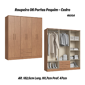 Roupeiro 06 Portas Pequim - 4600A - Cedro - Móveis Castro