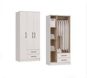 Roupeiro 03 Portas Moscow - 4300 - Branco - Móveis Castro