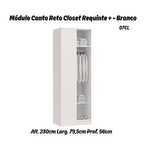 Módulo Canto Reto Linha Closet - 07CL - Branco - Móveis Castro