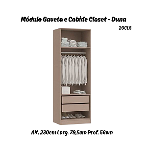 Módulo Gavetas + Cabideiro Linha Closet - 20CL5 - Duna - Móveis Castro