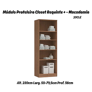 Módulo Prateleiras Editável Linha Closet - 20CLE - Macadâmia - Móveis Castro