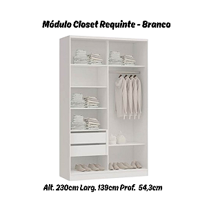 Módulo 140cm Linha Closet - 22CL - Branco - Móveis Castro