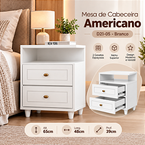Mesa Cabeceira Americano - D21-05 - Branco - Móveis Henn