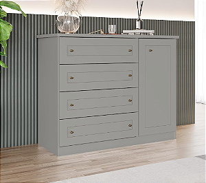 Cômoda Americana 04 Gavetas 01 Porta -D715-131 - Cinza - Móveis Henn