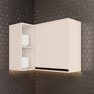 Aéreo 01 Porta Canto Reto - C58-139 - Off White - Linha Connect - Móveis Henn