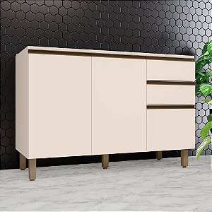 Balcão 03 Portas 02 Gavetas 120cm - C66-139 - Off White - Linha Connect - Móveis Henn