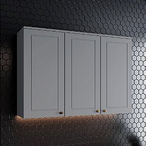 Aéreo 03 Portas 120cm - C352-131 - Cinza - Linha Americana - Móveis Henn