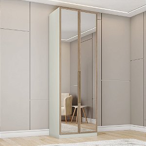 Modulo 02 Portas em Espelhos 03 Gavetas - MC04-184 - Areia / Jequitibá - Linha Seletto - Móveis Henn