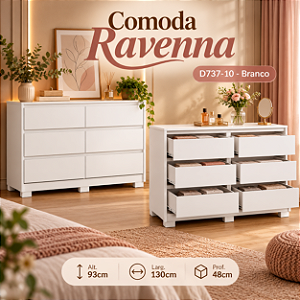 Cômoda Ravena - D737-10 - Branco - Móveis Henn