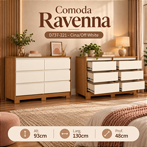 Cômoda Ravena - D737-221 - Cinamomo / Off White - Móveis Henn