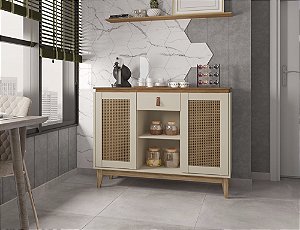 Aparador Buffet Diamante - Off White / Cedro - Casa D
