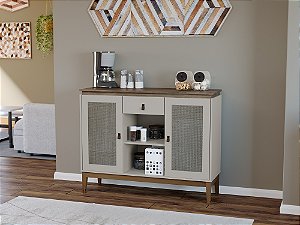 Aparador Buffet Linha Trama - MB 1002 - Freijó/Off White - Movelbento