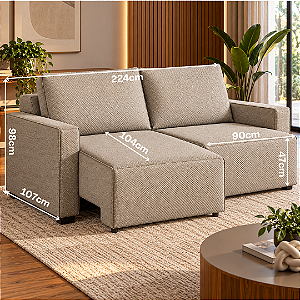 Sofá Retrátil Kyron 224cm - Estofados Rincão