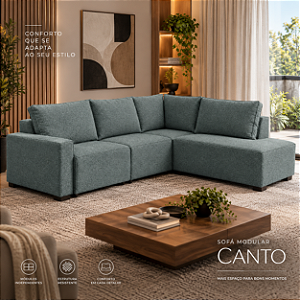 Sofá de Canto Retrátil Kyron 03 Módulos - Estofados Rincão