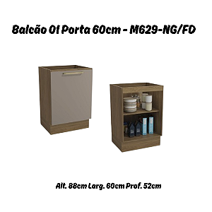 Balcão 01 Porta 60cm - Ref. M629 - Nogueira/Fendi - Linha Botanic - Kappesberg