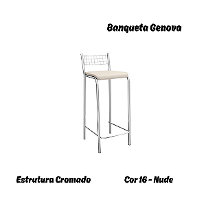 Banqueta Gênova - Ref. 1B705-CR - Estampa: 16 (Nude) Cromado - Kappesberg