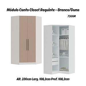 Modulo Canto Closet 02 Portas Requinte - 7206M - Branco/Duna - Móveis Castro