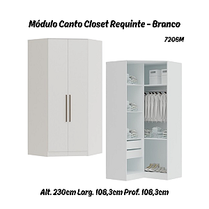 Modulo Canto Closet 02 Portas Requinte - 7206M - Branco - Móveis Castro