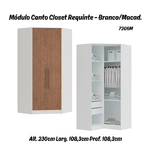 Modulo Canto Closet 02 Portas Requinte - 7206M - Branco/Macadamia - Móveis Castro