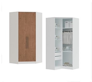 Modulo Canto Closet 02 Portas Requinte - 7206M - Branco/Macadamia - Móveis Castro