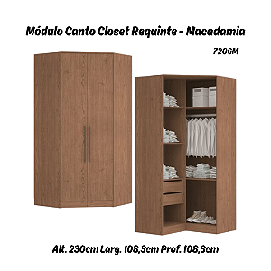 Modulo Canto Closet 02 Portas Requinte - 7206M - Macadamia - Móveis Castro