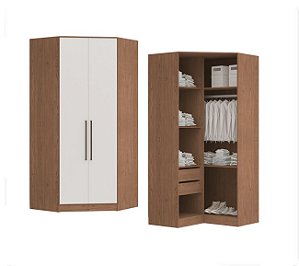 Modulo Canto Closet 02 Portas Requinte - 7206M - Macadamia/Branco - Móveis Castro