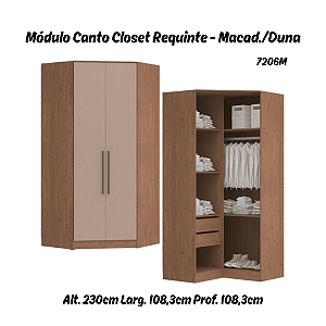 Modulo Canto Closet 02 Portas Requinte - 7206M - Macadamia/Duna - Móveis Castro