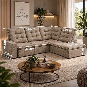 Sofa de Canto Yaris 02 Módulos - Estofados Rincão