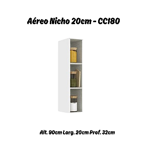 Aéreo Nicho 20cm 100% MDF - CC180 - Branco - Linha Classy - Thb Moveis