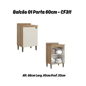 Balcão 01 Porta 60cm - Ref. CF311 - Capuccino/Off White - Linha Finesse - Thb Moveis