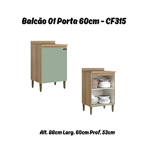 Balcão 01 Porta 60cm - Ref. CF315 - Capuccino/Menta - Linha Finesse - Thb Moveis