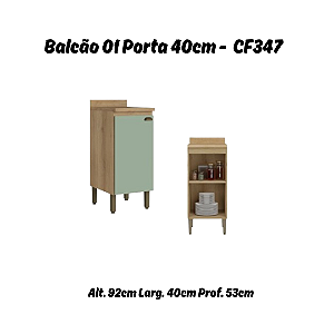 Balcão 01 Porta 40cm - Ref. CF347 - Capuccino/Menta - Linha Finesse - Thb Moveis
