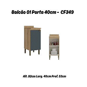 Balcão 01 Porta 40cm - Ref. CF349 - Capuccino/Azul - Linha Finesse - Thb Moveis