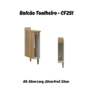 Balcão Porta Toalheiro 20cm - Ref. CF251 - Capuccino/Off White - Linha Finesse - Thb Moveis