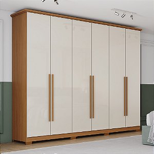 Roupeiro 06 Portas Leblon - D327-221 - Cinamomo/Off White - Moveis Henn