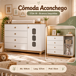 Cômoda Aconchego - I724-190 - Branco/Jequitibá - Moveis Henn