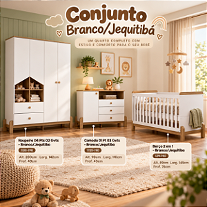 Conjunto Infantil Ternura - Branco/Jequitibá - Móveis Henn