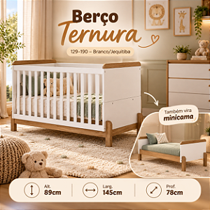 Berço Mini Cama Ternura - I29-190 - Branco/Jequitiba - Henn