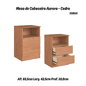 Mesa de Cabeceira Aurora - 5080A - Cedro - Móveis Castro