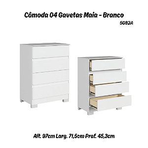 Comoda Maia 04 gavetas - 5082A - Branco - Moveis Castro