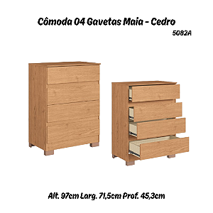 Comoda Maia 04 gavetas - 5082A - Cedro - Moveis Castro