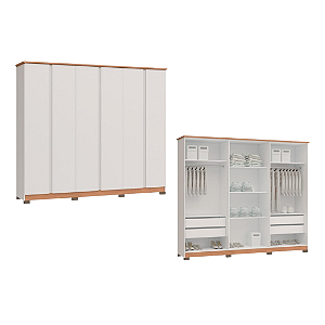 Roupeiro 06 Portas Zeus 100% MDF - 3460M - Branco - Moveis Castro
