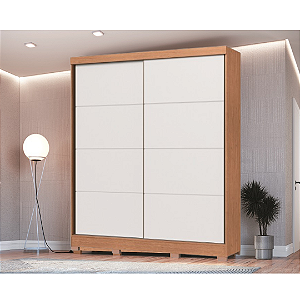 Roupeiro 02 Portas de Correr Pontal 100% MDF - 0920M - Cedro/Branco - Moveis Castro